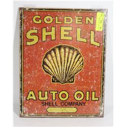 GOLDEN SHELL RETRO TIN 12"X16"