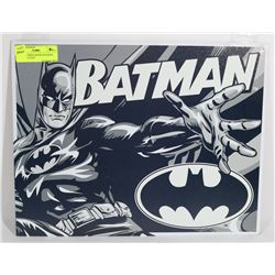 BLACK & WHITE RETRO BATMAN TIN SIGN 12"X16"