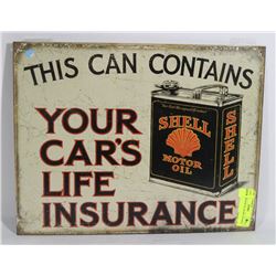 SHELL MOTOR OIL RETRO TIN SIGN 12"X16".