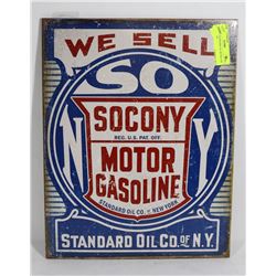 SOCONY STANDARD OIL RETRO TIN SIGN 12"X16".