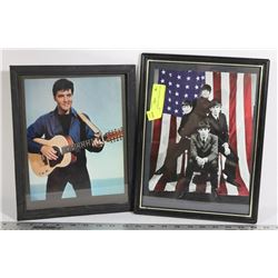 2 FRAMED PHOTOS - ONE ELVIS AND ONE BEATLES.