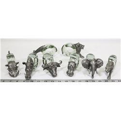 8 PEWTER SAFARI NAPKIN RINGS