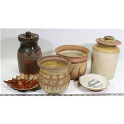 4 HAND MADE POTTERY JUGS