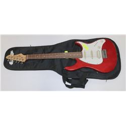 GUITAR PEAVEY RED ELECTRIC WITH SOFT CASE.