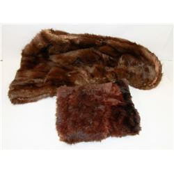 FUR SHAWL AND A FUR PURSE/HANDWARMER