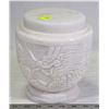 Image 1 : STONE CARVED WHITE URN/ JAR