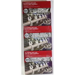 3 PACKS OF 100 ALL PURPOSE LIGHT CLIPS