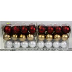 TWO PACKS OF 24 SHATTER PROOF CHRISTMAS BALLS