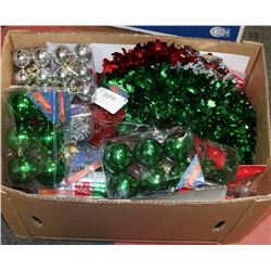 BOX OF CHRISTMAS DECORATIONS