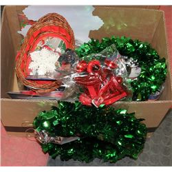 BOX OF CHRISTMAS DECORATIONS