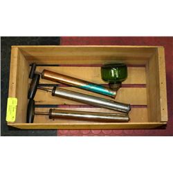 BC FRUIT BOX W/ ANTIQUE FIREPLACE BLOWERS