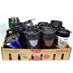 LARGE FLAT OF NEW THERMAL TRAVEL MUGS