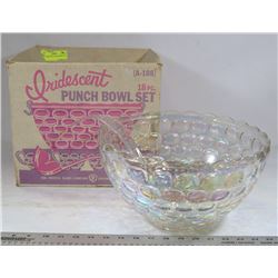 18PC IRIDESCENT PUNCH BOWL SET.