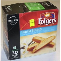 BOX OF FOLGERS VANILLA BISCOTTI K CUPS