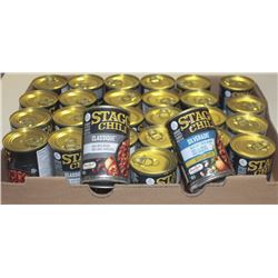 26 CANS OF ASSORTED STAGG CHILI