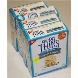 4 BOXES OF GOOD THINS SALT & PEPPER RICE CRACKERS