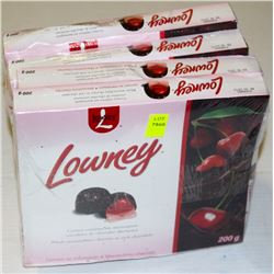 4 BOXES LOWNEY CHOCOLATE COVERED CHERRIES