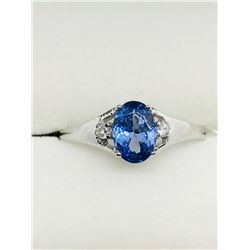 1) 10K WHITE GOLD TANZANITE DIAMOND RING