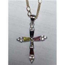 8) STERLING SILVER GEMSTONE CZ PENDANT