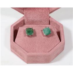 10) STERLING SILVER EMERALD STUD EARRINGS