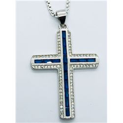 13) STERLING SILVER CUBIC ZIRCONIA PENDANT