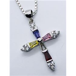 18) STERLING SILVER GEMSTONE CZ PENDANT