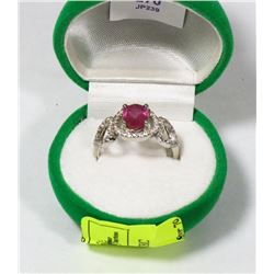 20) STERLING SILVER RUBY CUBIC ZIRCONIA RING