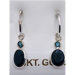 23) 14K W. GOLD SAPPHIRE & BLUE DIAMOND EARRINGS