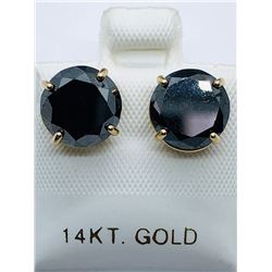 28) 14K YELLOW GOLD BLACK DIAMOND EARRINGS