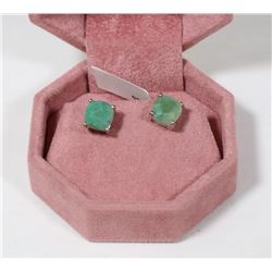 32) STERLING SILVER EMERALD STUD EARRINGS