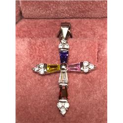 33) STERLING SILVER GEMSTONE CZ PENDANT