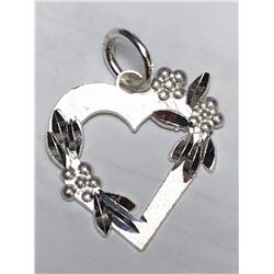 40) STERLING SILVER HEART SHAPED PENDANT