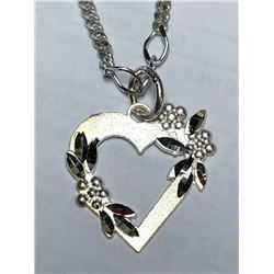 43) STERLING SILVER HEART SHAPED PENDANT