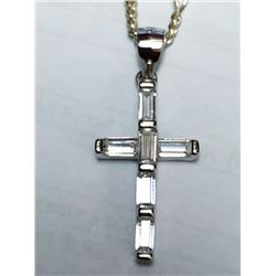 49) STERLING SILVER CUBIC ZIRCONIA PENDANT