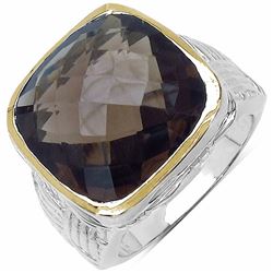 1) RHODIUM PLATED SMOKY TOPAZ RING