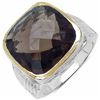 1) RHODIUM PLATED SMOKY TOPAZ RING