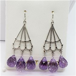 2) 14K WHITE GOLD AMETHYST EARRINGS