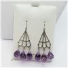 Image 3 : 2) 14K WHITE GOLD AMETHYST EARRINGS