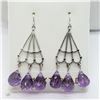 Image 4 : 2) 14K WHITE GOLD AMETHYST EARRINGS