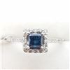 6) 14K WHITE GOLD BLUE & WHITE DIAMOND RING