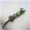 Image 3 : 8) ST. SILVER GREEN BEADS & PENDANTS BRACELET