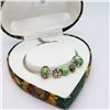 Image 4 : 8) ST. SILVER GREEN BEADS & PENDANTS BRACELET