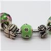 Image 5 : 8) ST. SILVER GREEN BEADS & PENDANTS BRACELET