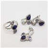 Image 1 : 9) STERLING SILVER SAPPHIRE & CZ 4PC SET