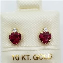 11) 10K YELLOW GOLD RUBY & CZ EARRINGS