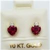 Image 1 : 11) 10K YELLOW GOLD RUBY & CZ EARRINGS