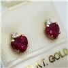 Image 2 : 11) 10K YELLOW GOLD RUBY & CZ EARRINGS