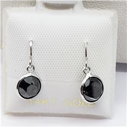 14) 14K WHITE GOLD BLACK DIAMOND EARRINGS