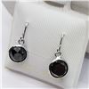 Image 3 : 14) 14K WHITE GOLD BLACK DIAMOND EARRINGS