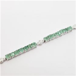 16) STERLING SILVER 41 EMERALD BRACELET